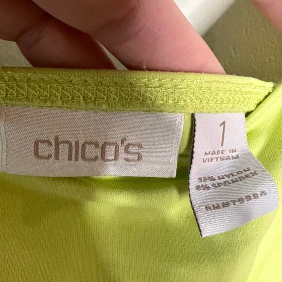 Chico's womens size 1 Medium/8 neon green adjustable tank top - Picture 3 of 5